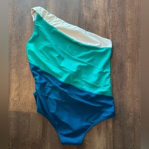Summersalt Sidestroke Swimsuit, Seaweed/Seaglass/White Sand, sz 20, EUC